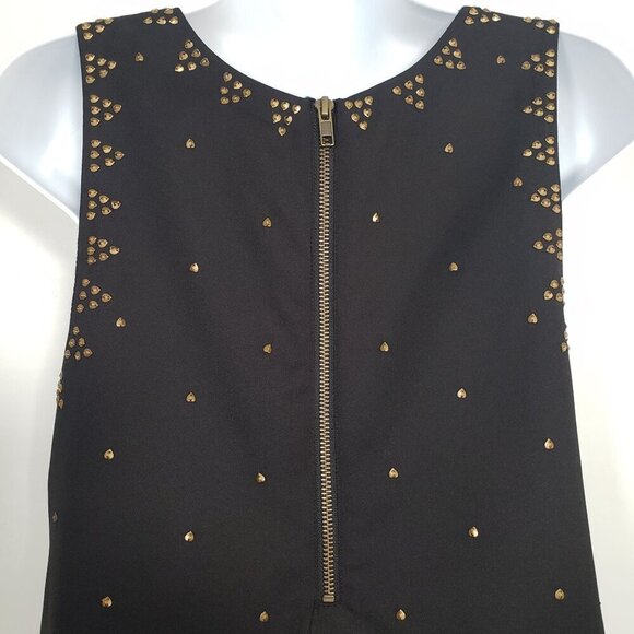 Free People Soho Brass Studded Shift Dress Sleeveless Boho Aztec Black Size 2 - Picture 4 of 12